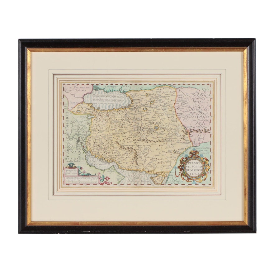 Mercator/Hondius Hand-Colored Map Engraving, 17th Century