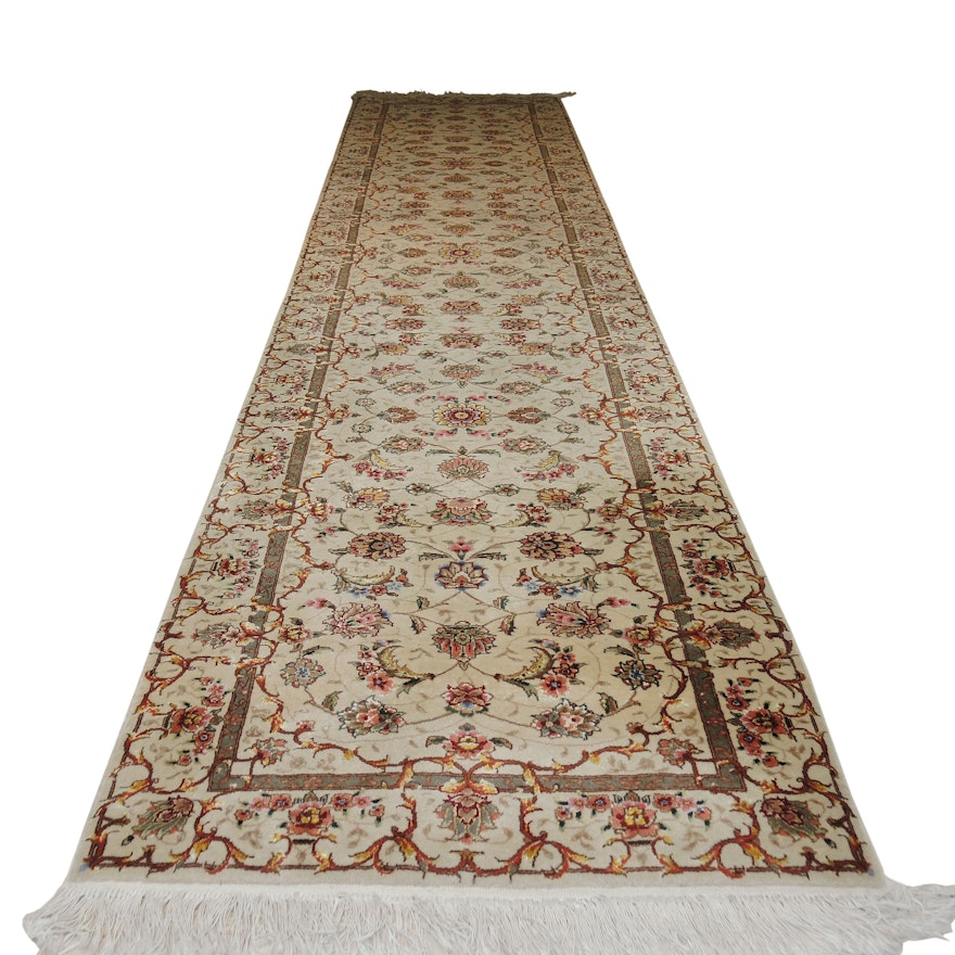 2.5' x 12' Wool and Silk Handmade Carpet Runner