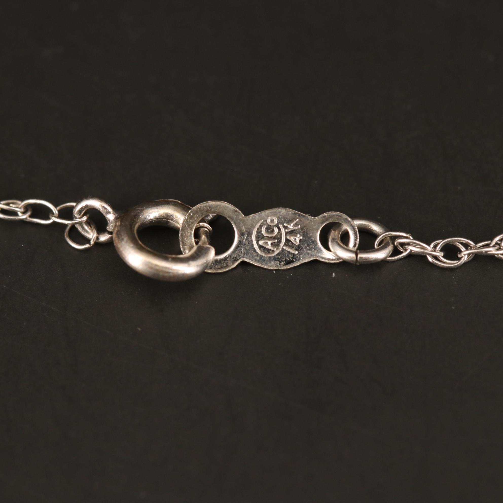 Vintage Platinum 1.04 CTW Diamond Pendant on 14K Gold Singapore Chain Necklace