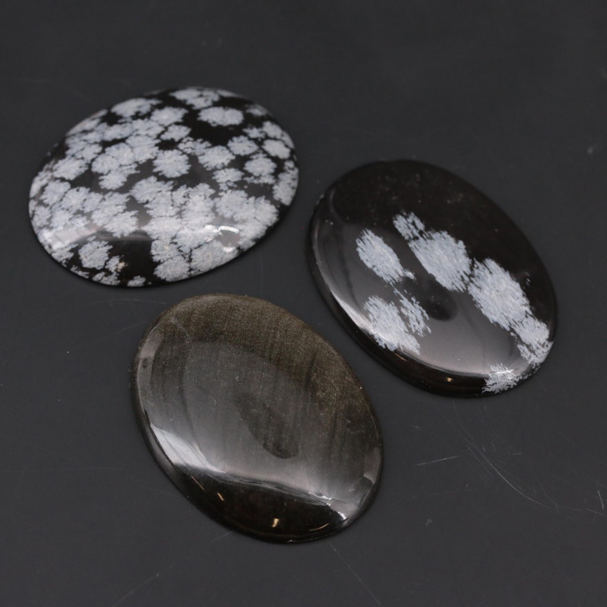 Loose Snowflake and Sheer Obsidian Gemstones