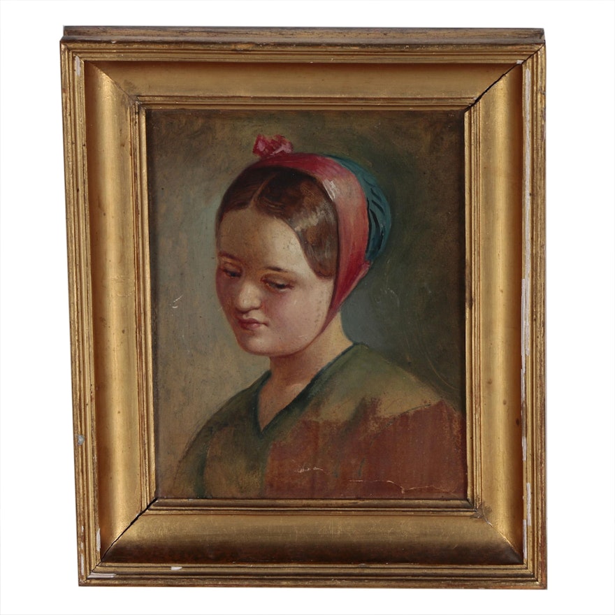 Oil Portrait Painting of Young Woman