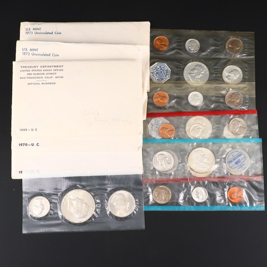 Nine U.S. Mint Uncirculated Sets, Including Silver