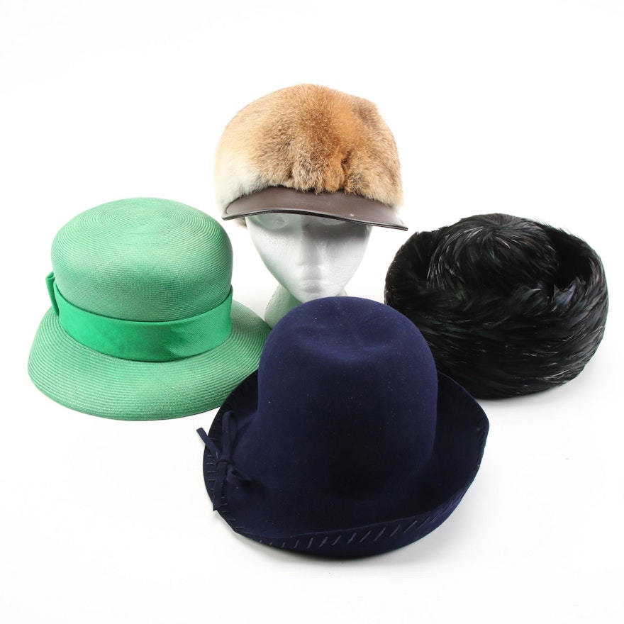 Betmar, Jan Leslie and Shillito's Hats with Rabbit Fur Cap and Hat Boxes