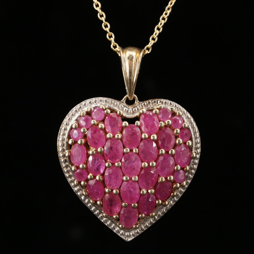 Sterling Silver Corundum Heart Pendant Necklace