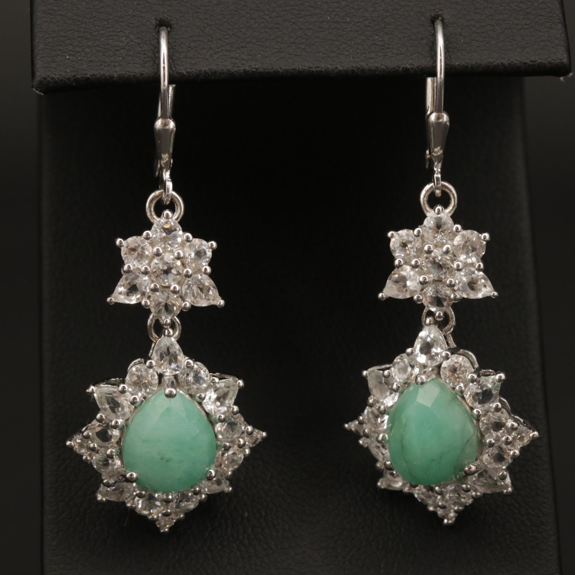 Sterling Silver Green Beryl Drop Earrings