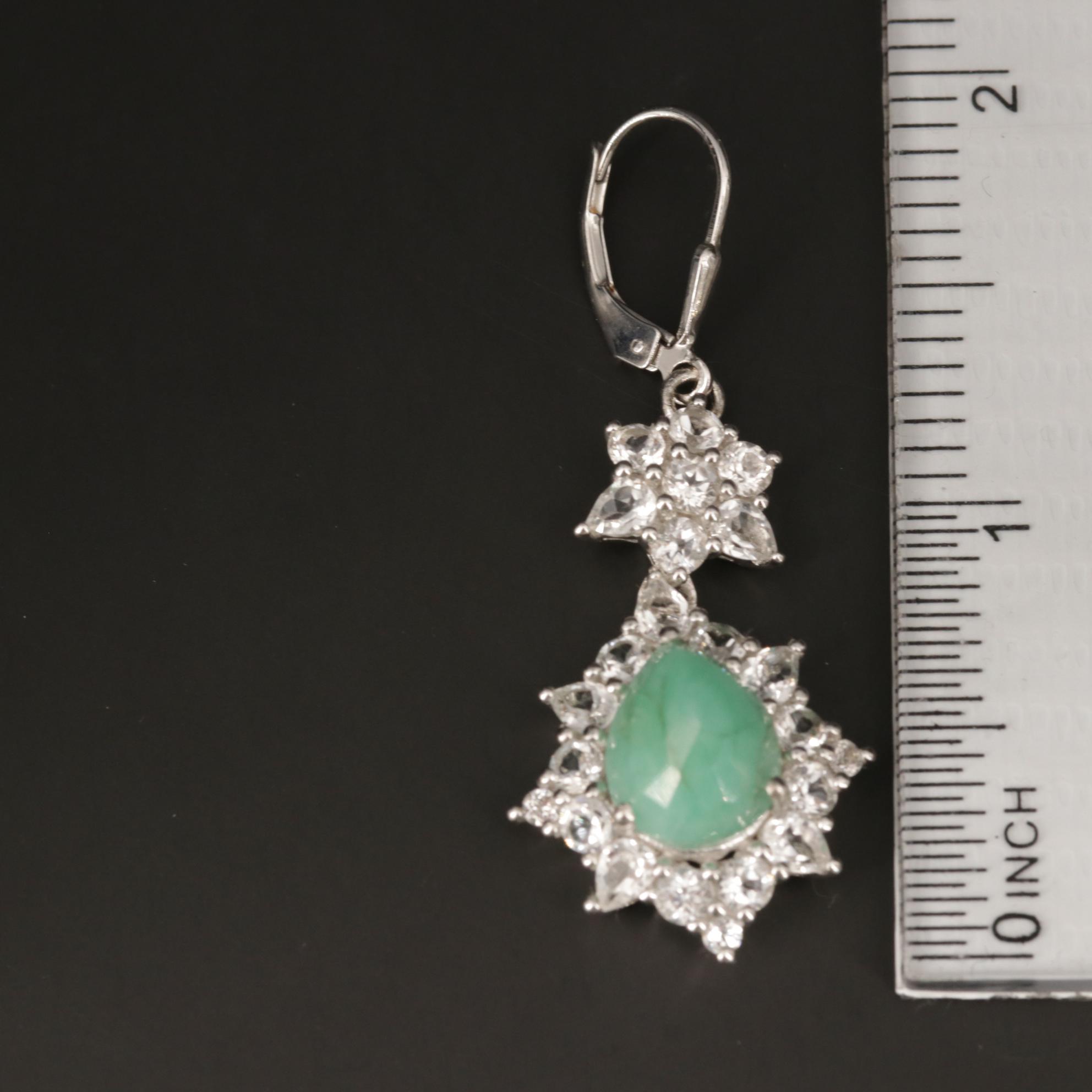 Sterling Silver Green Beryl Drop Earrings
