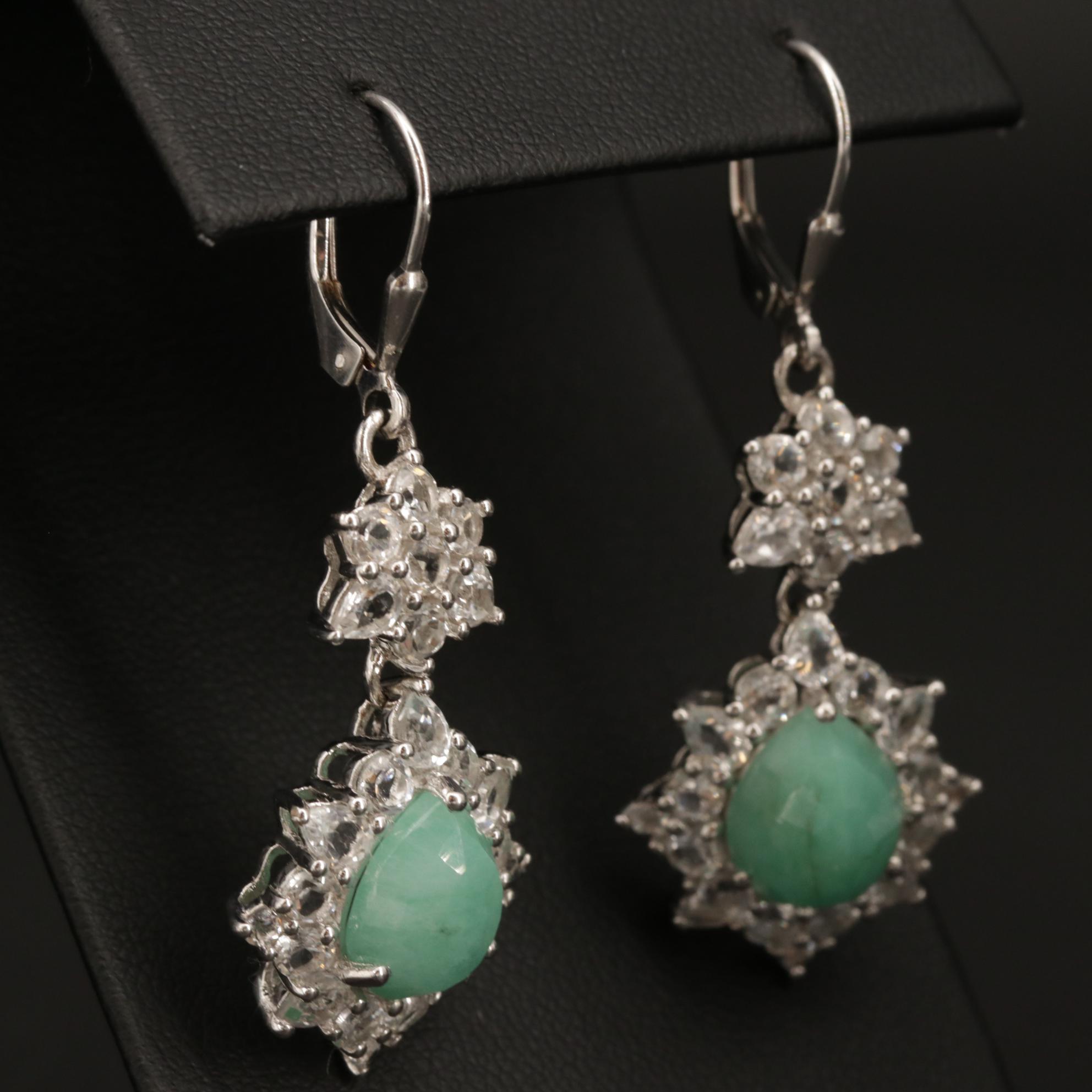 Sterling Silver Green Beryl Drop Earrings