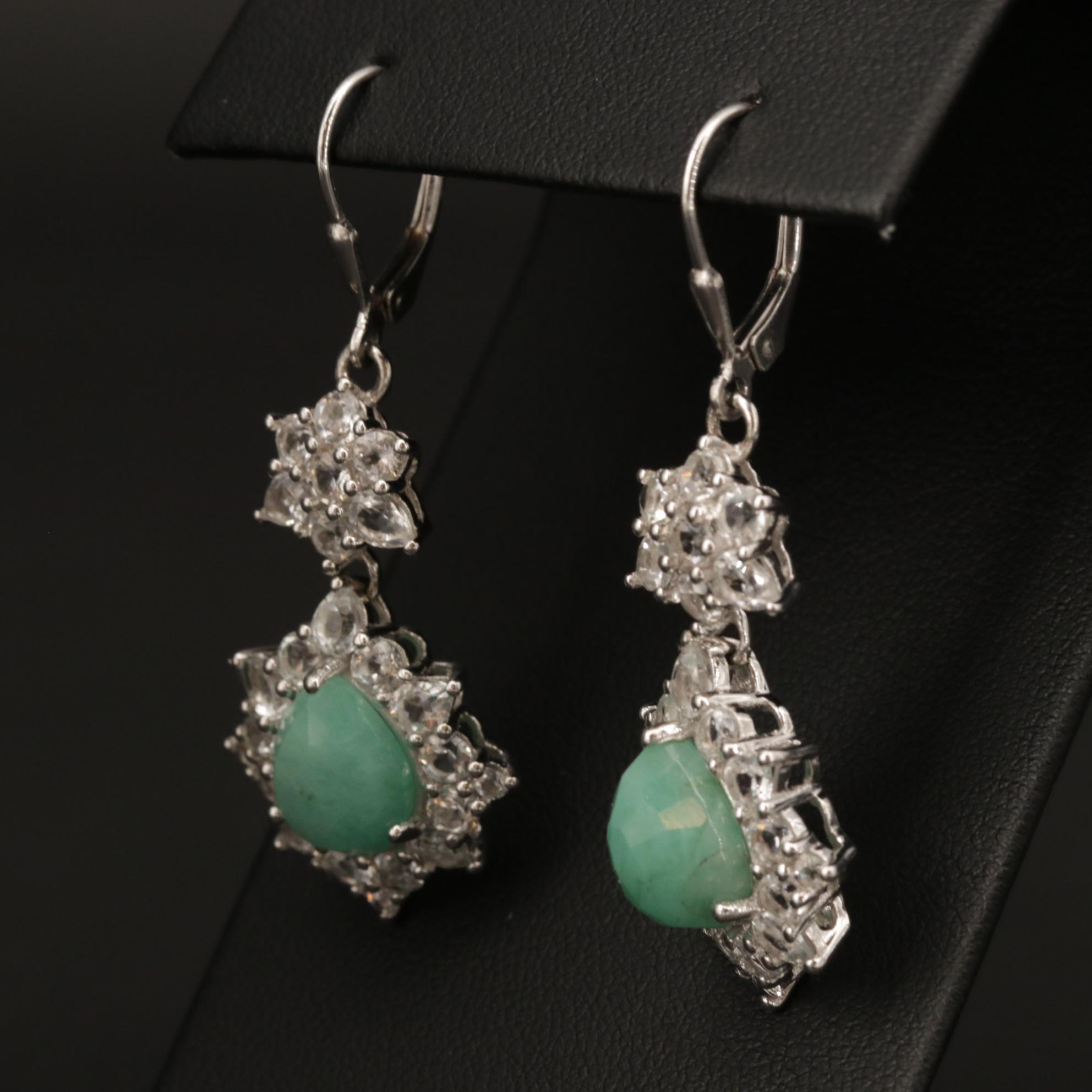 Sterling Silver Green Beryl Drop Earrings