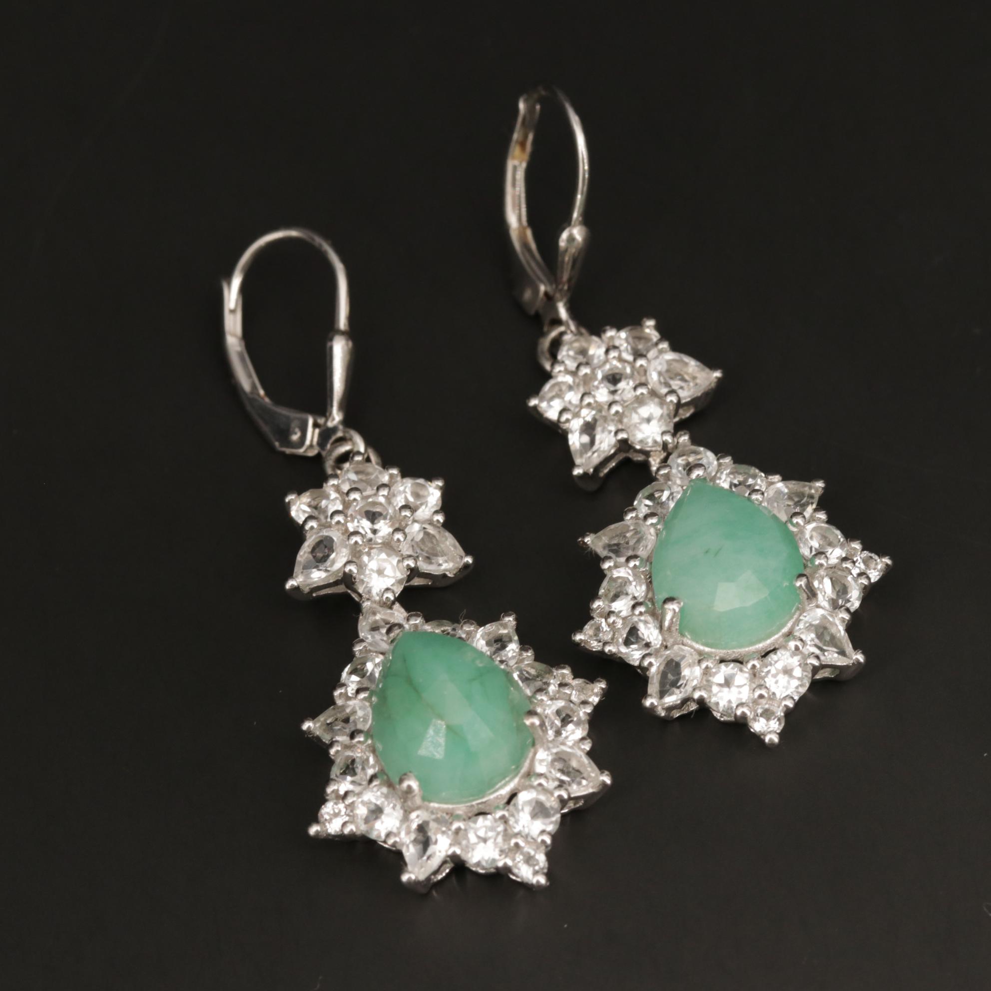 Sterling Silver Green Beryl Drop Earrings