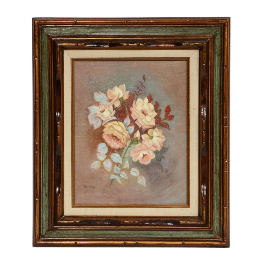 B. White Floral Oil Painting