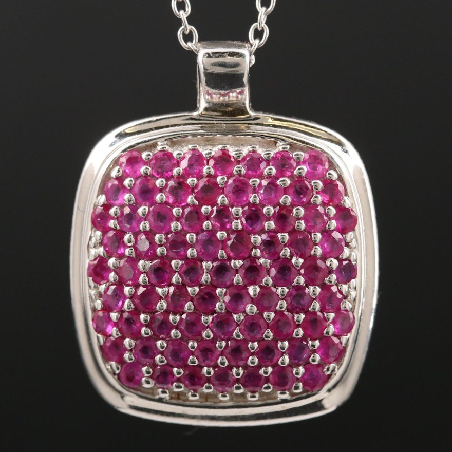 Sterling Silver and Ruby Pendant Necklace