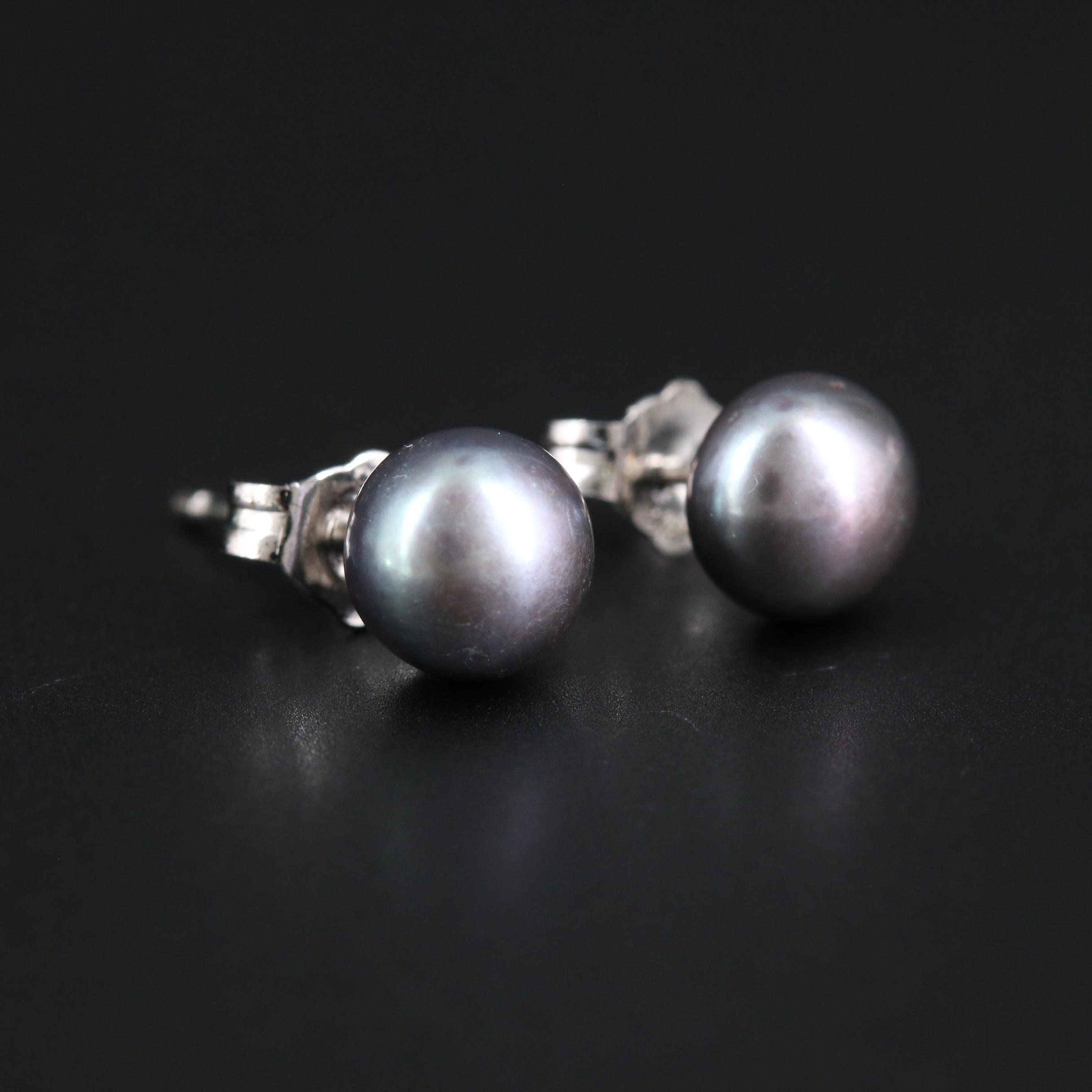 Cultured Pearl Necklace and Earrings Set With Sterling Silver Findings