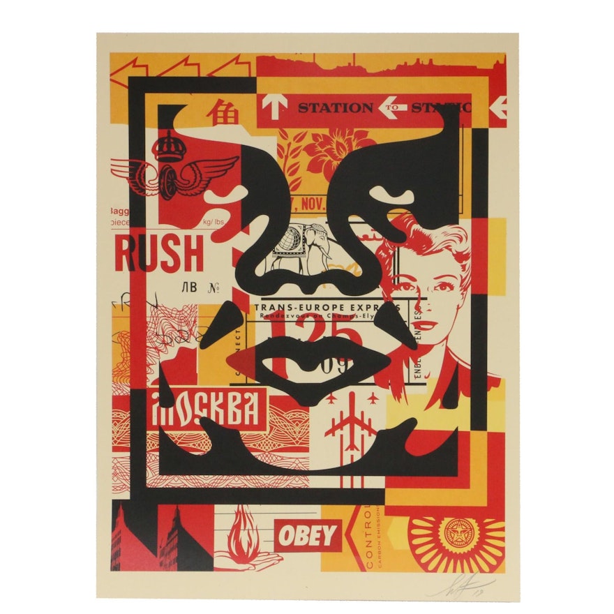 Shepard Fairey Offset Poster "OBEY 3-Face Collage," 2019