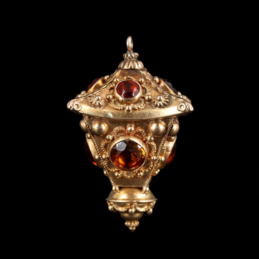 Etruscan 14K Yellow Gold Citrine Pendant