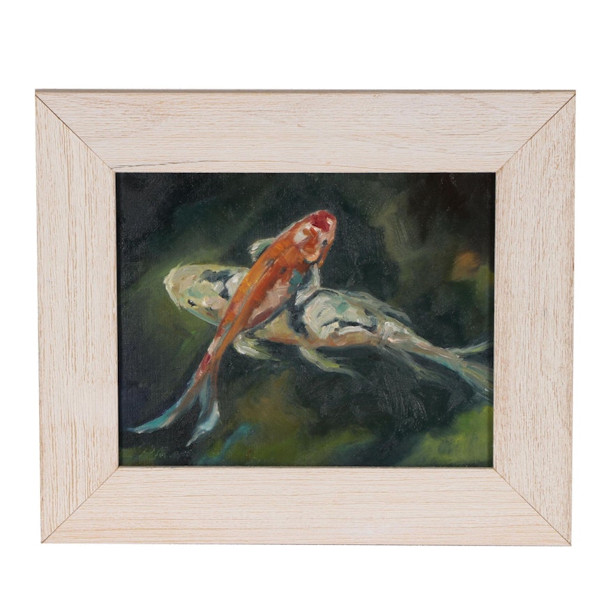 Rebecca Manns Oil Painting of Koi Fish
