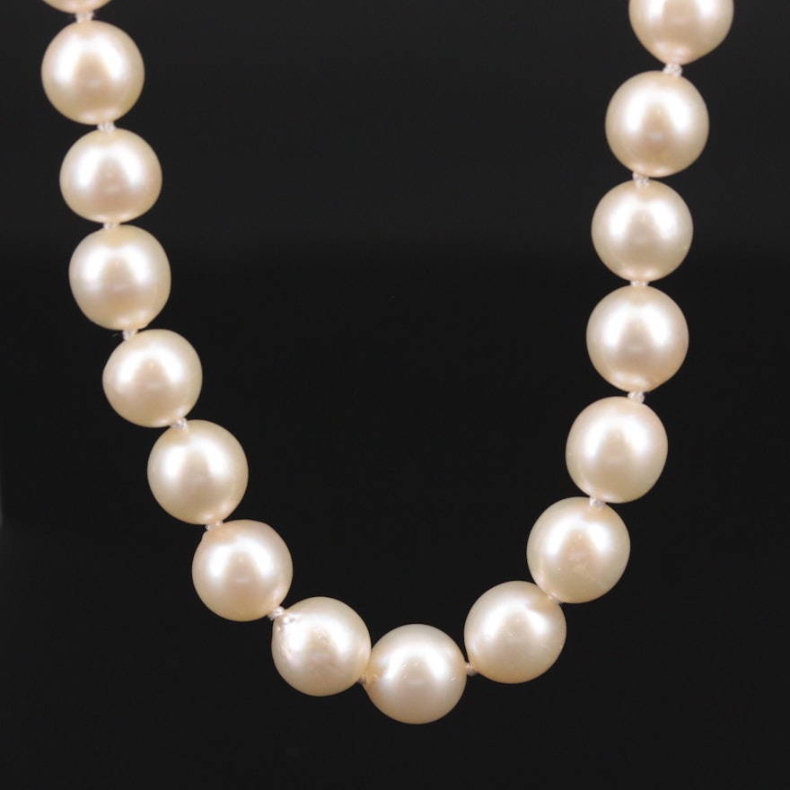 14K Yellow Gold Cultured Pearl Necklace