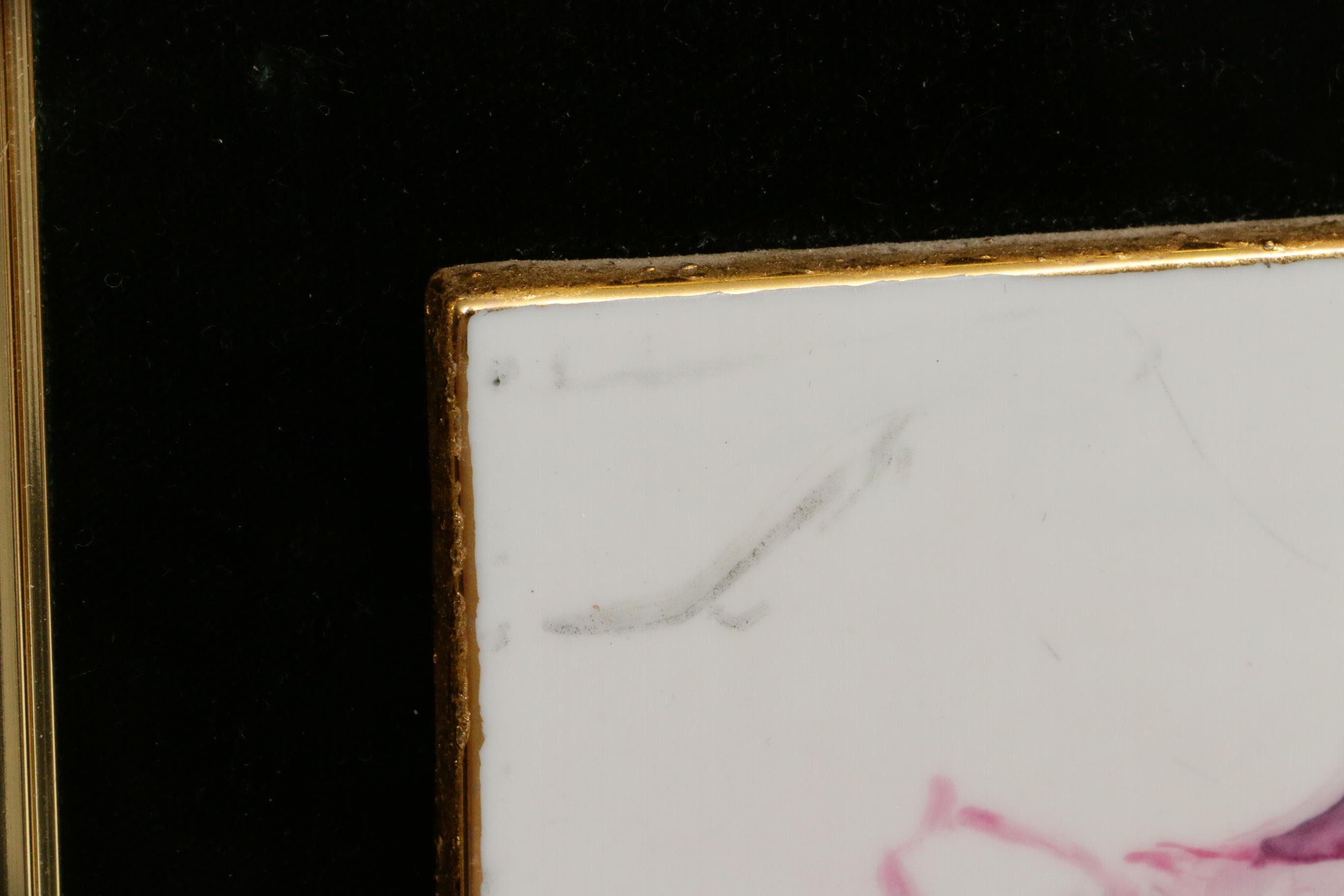 Dolores Petachenko Floral Hand-Painted Porcelain Tile, 20th Century