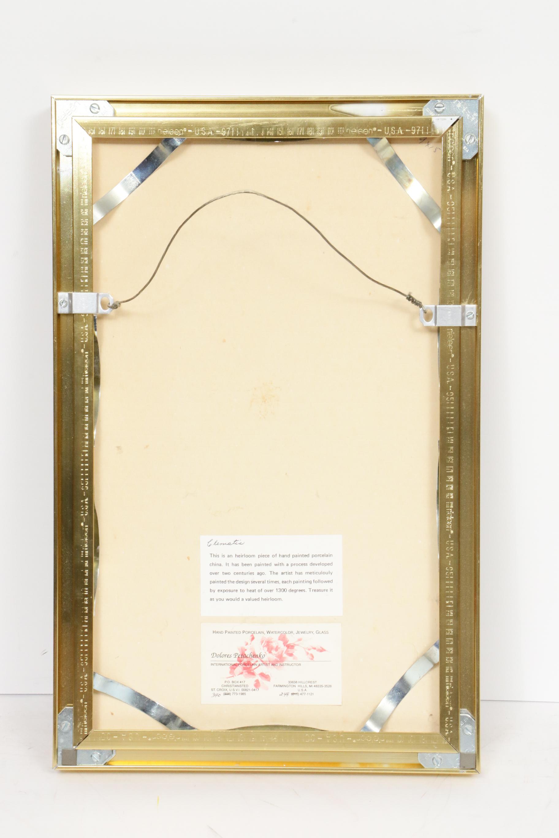 Dolores Petachenko Floral Hand-Painted Porcelain Tile, 20th Century