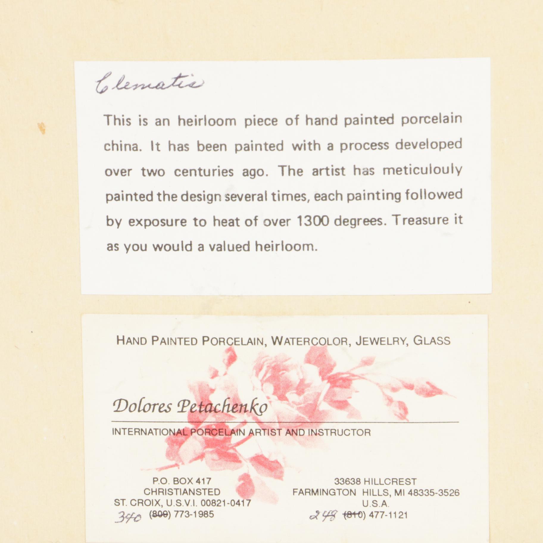 Dolores Petachenko Floral Hand-Painted Porcelain Tile, 20th Century