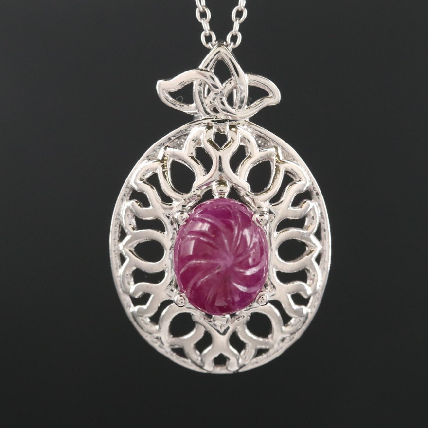 Sterling Silver Ruby Pendant Necklace