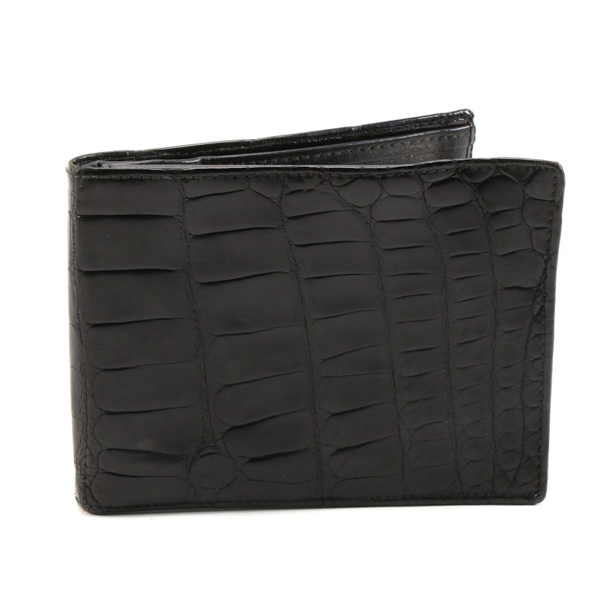 Calvin Klein American Alligator Skin and Leather Bifold Wallet in Black