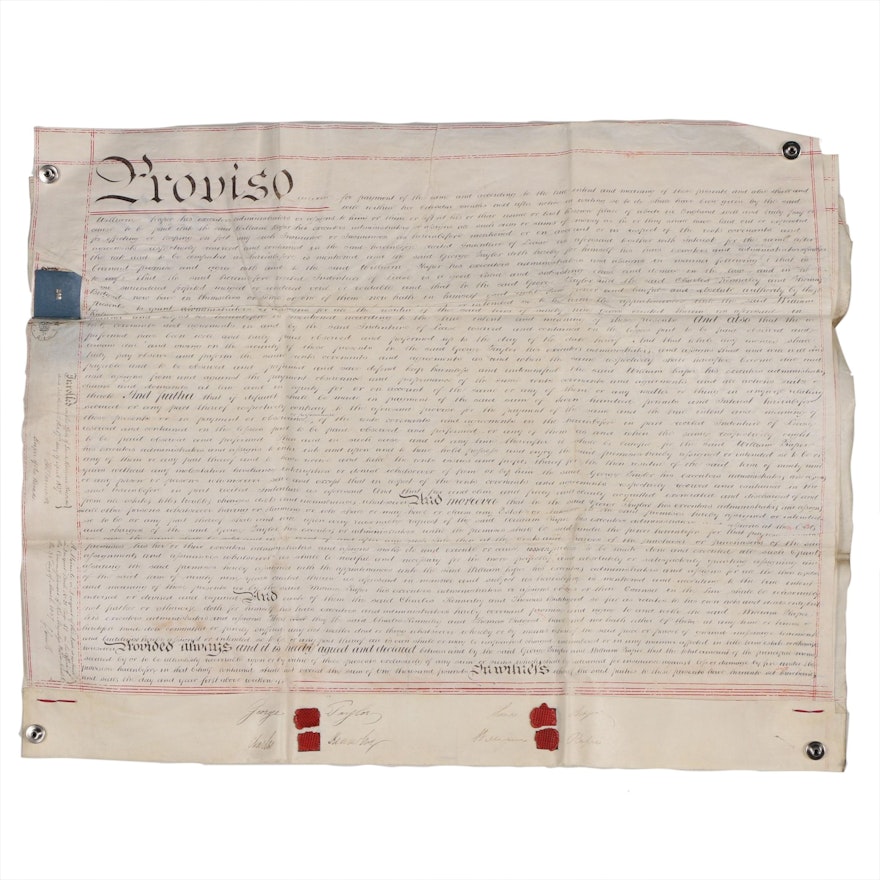 Vellum Indenture Documents For Regent Street Property Lease of London, 1837