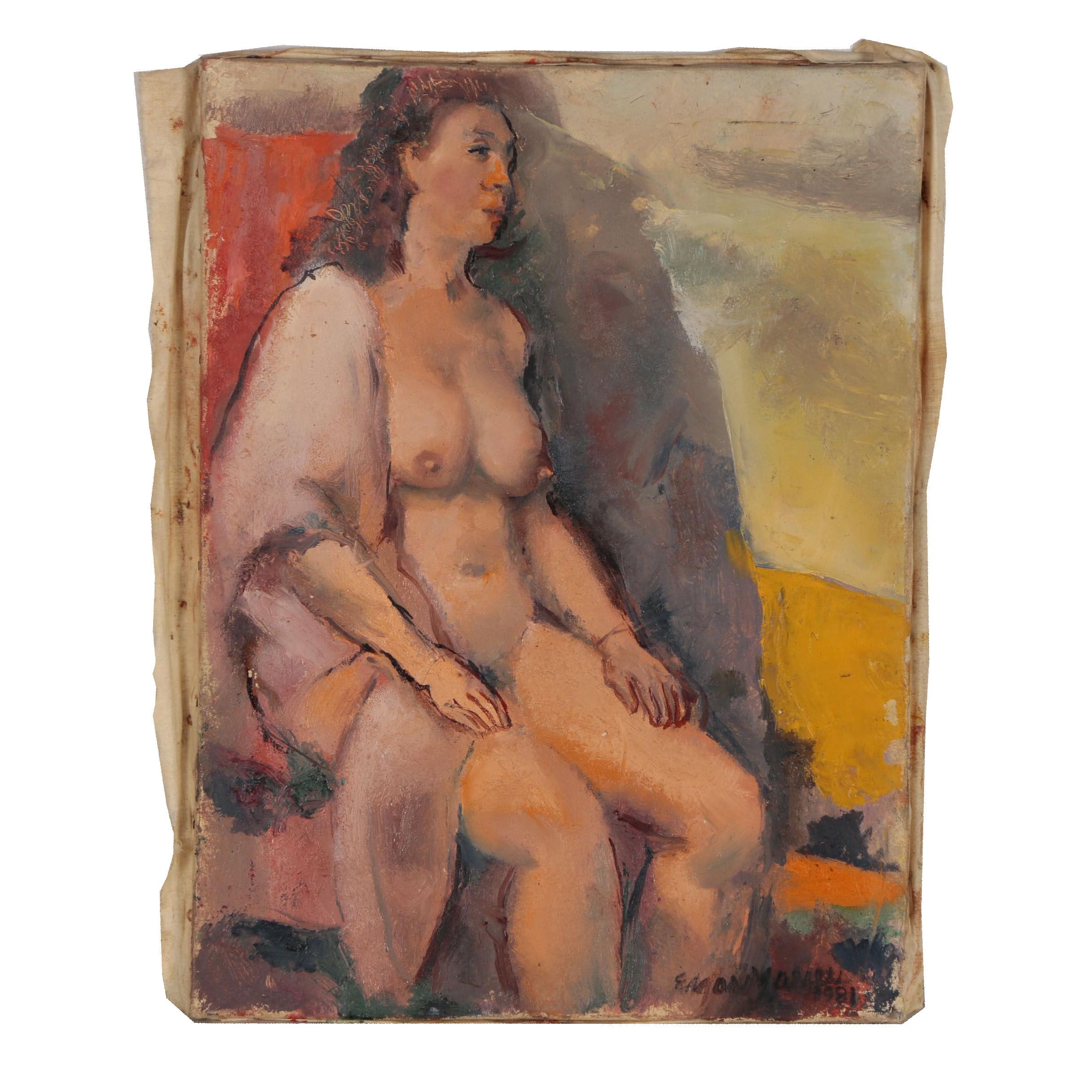 Edgar Yaeger Figure Oil Painting, 1981