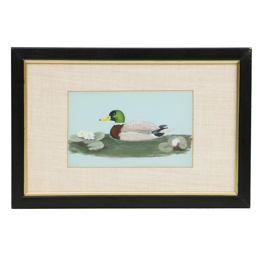 P. Brunson Acrylic Painting of Mallard Duck