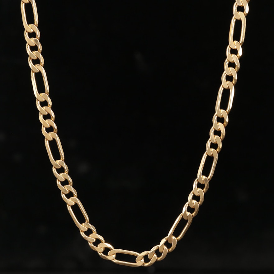 14K Yellow Gold Figaro Link Necklace