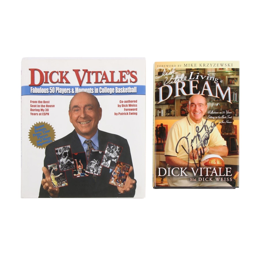 Dick Vitale Signed Books featuring First Edition "Living a Dream"