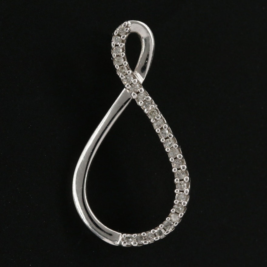 10K White Gold Diamond Pendant