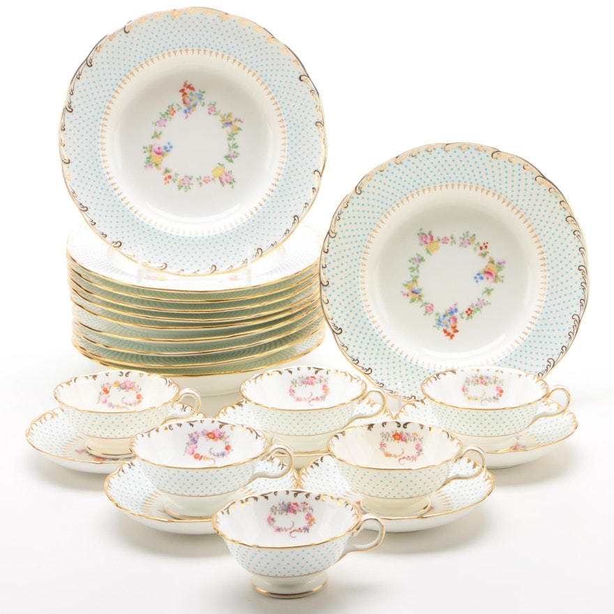 Minton Bone China Rim Soup Bowls, Sauce Bowls, and Saucers, 1892–1912