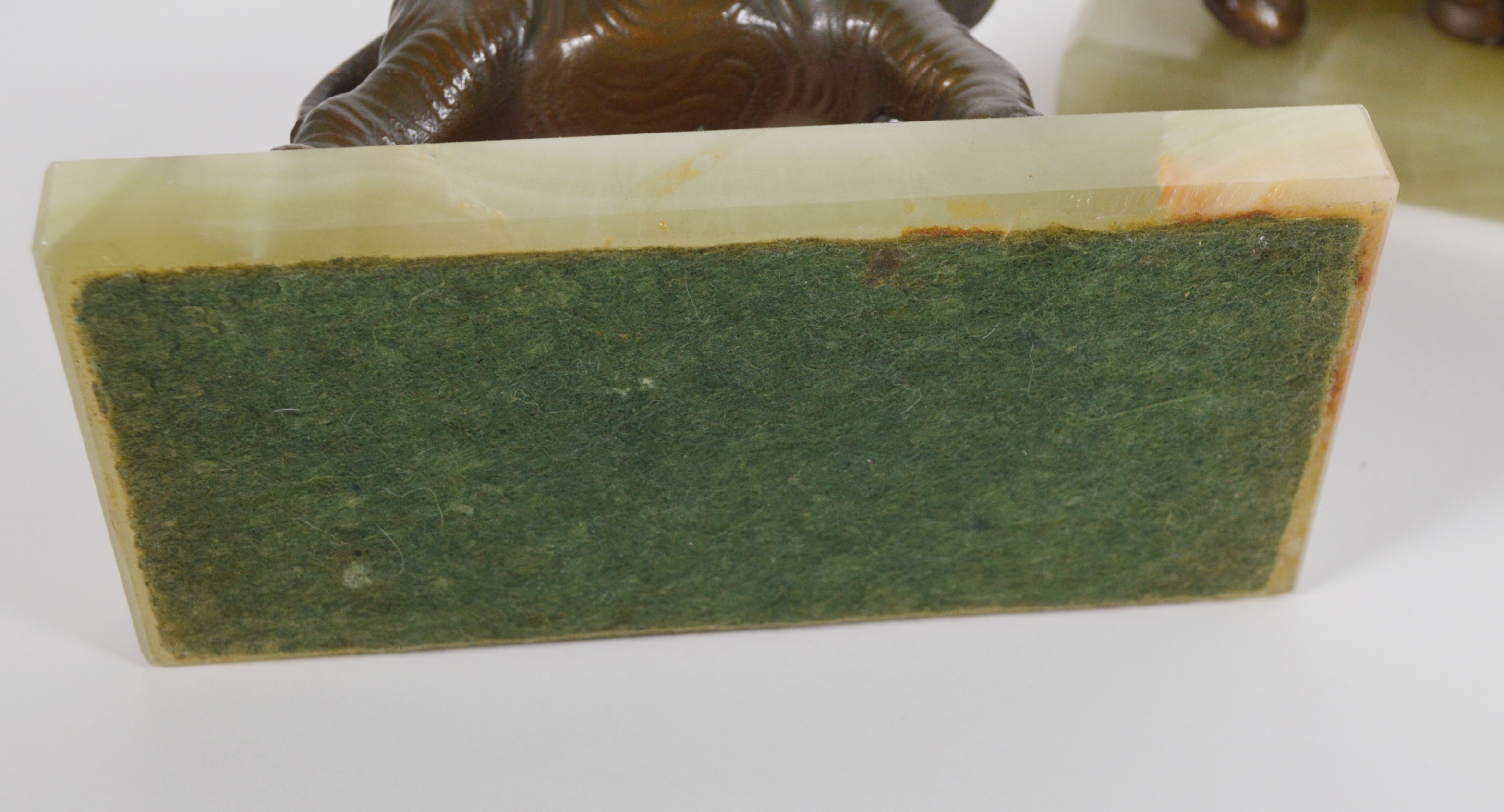 Bronze Elephant and Calf Onyx Bookends