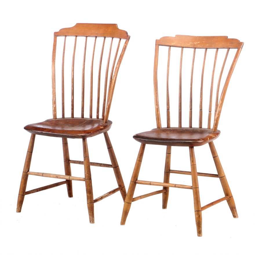 Two American Rod-Back Windsor Side Chairs, Early to Mid 19th Century