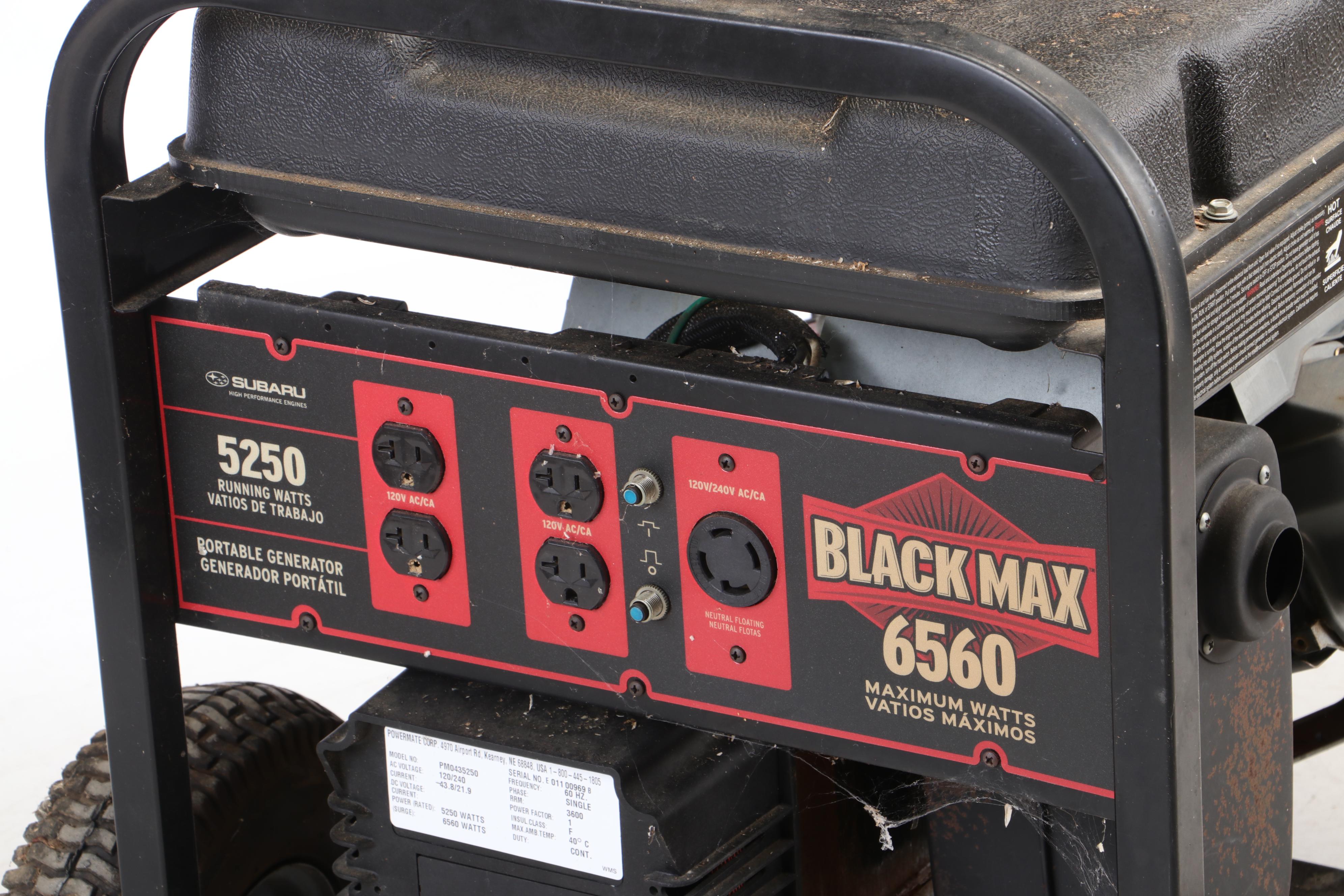 Subaru Black Max 6560 Portable Gas Operated Generator