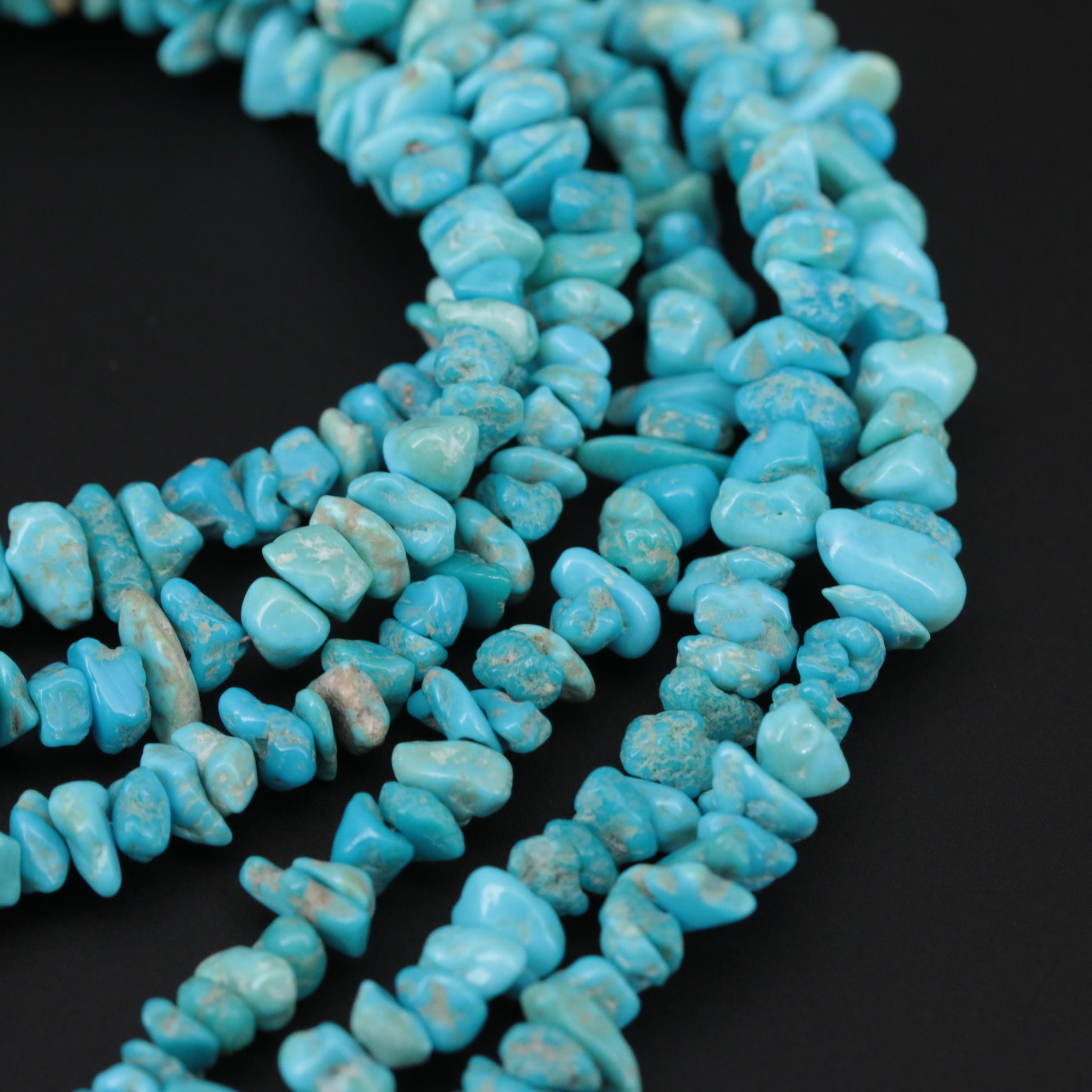 Turquoise and Tiger's Eye Bead Necklace With Sterling Silver Findings