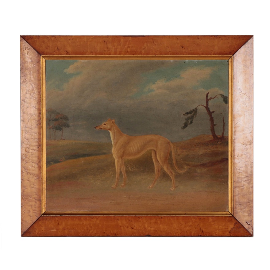 Portrait Oil Painting of Greyhound Dog