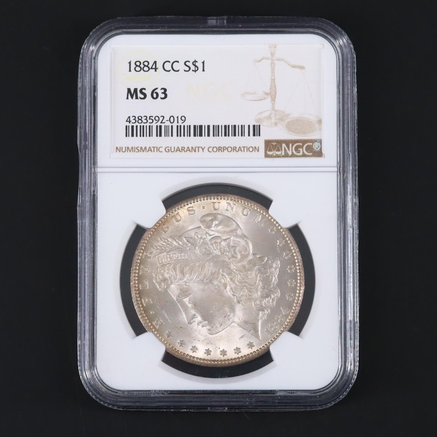 NGC Graded MS63 1884-CC Morgan Silver Dollar