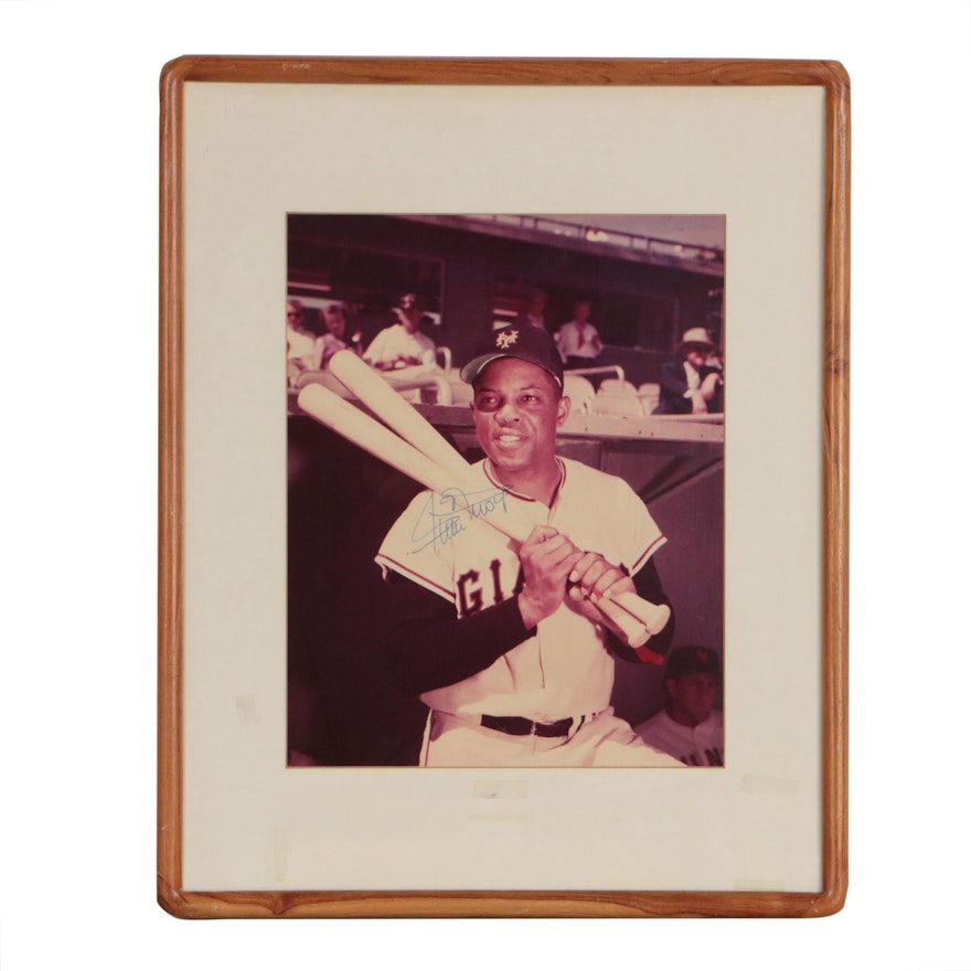 Willie Mays New York Giants Signed Framed Baseball Photo Print