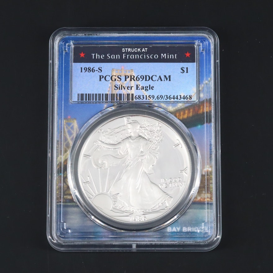 PCGS Graded PR69DCAM 1986-S American Silver Eagle Proof Bullion Coin