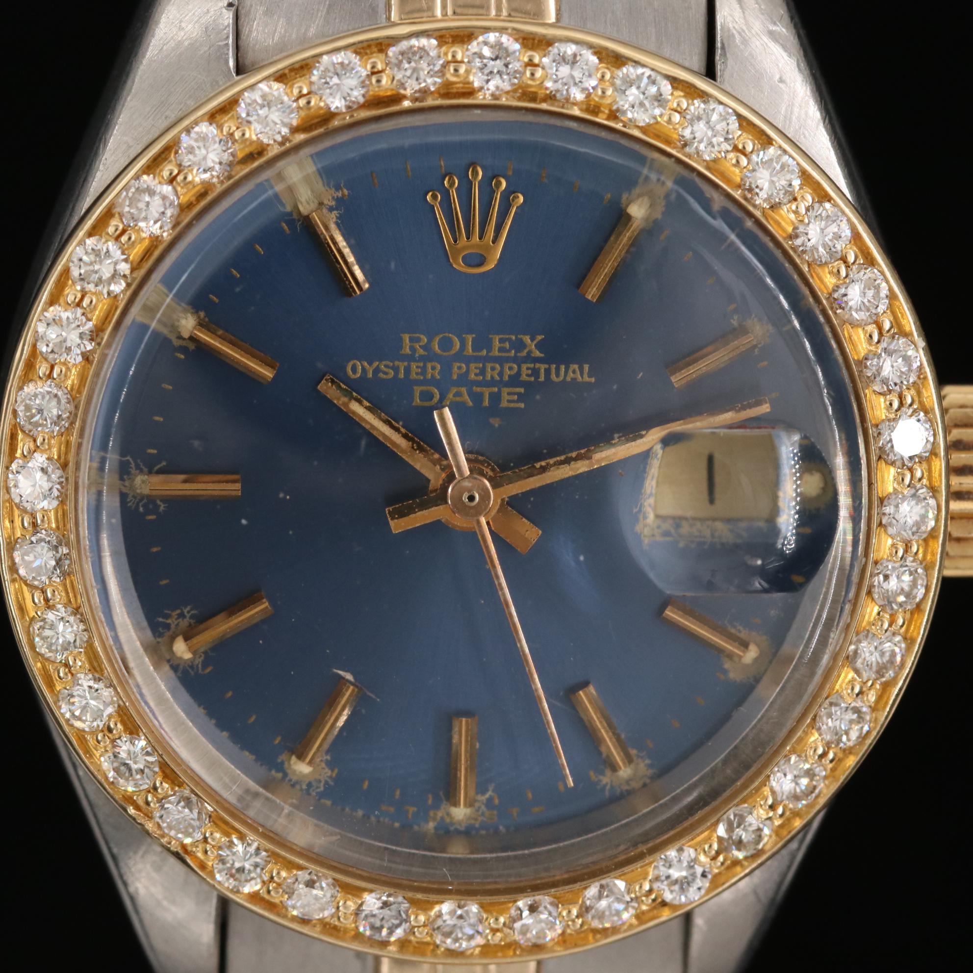 Rolex Date 18K Gold, Diamond and Stainless Steel Watch with 14K Bracelet, 1978