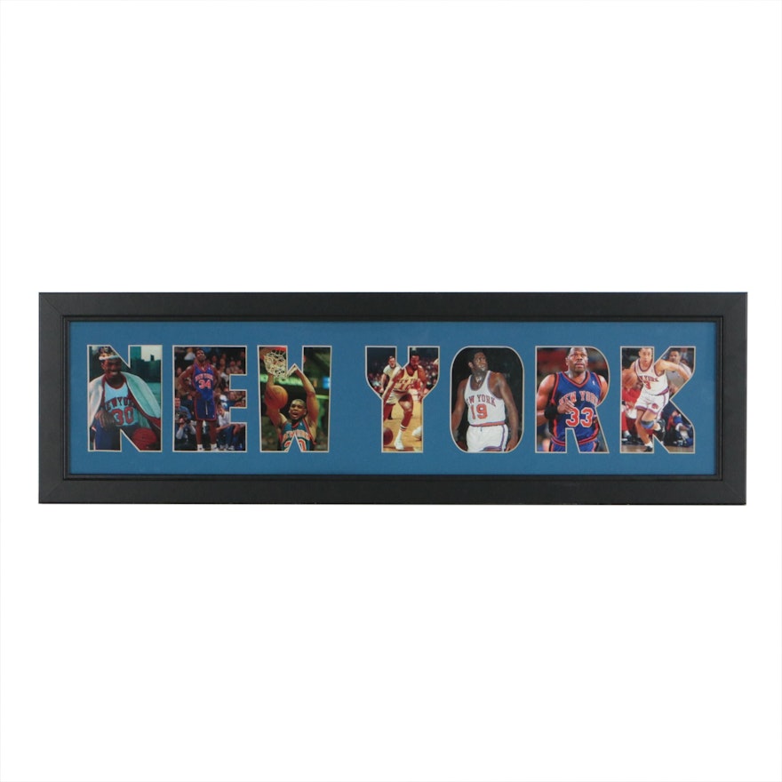 New York Knicks NBA Star Players Cut Out Framed Display, Late 20th-Century