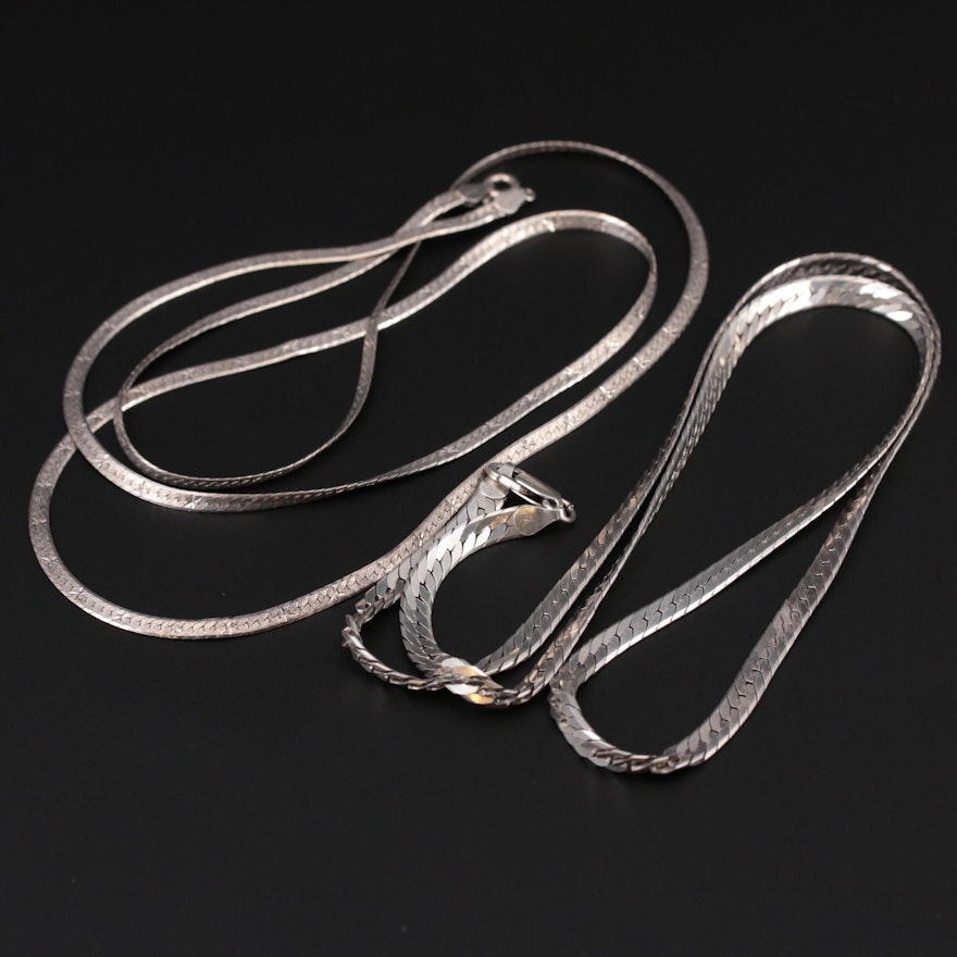 Sterling Silver Herringbone Chain Necklaces