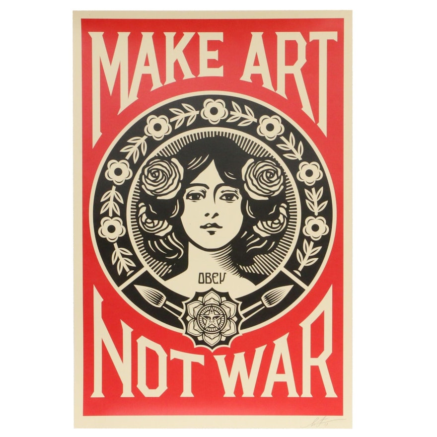 Shepard Fairey Offset Poster "Make Art Not War," 2019