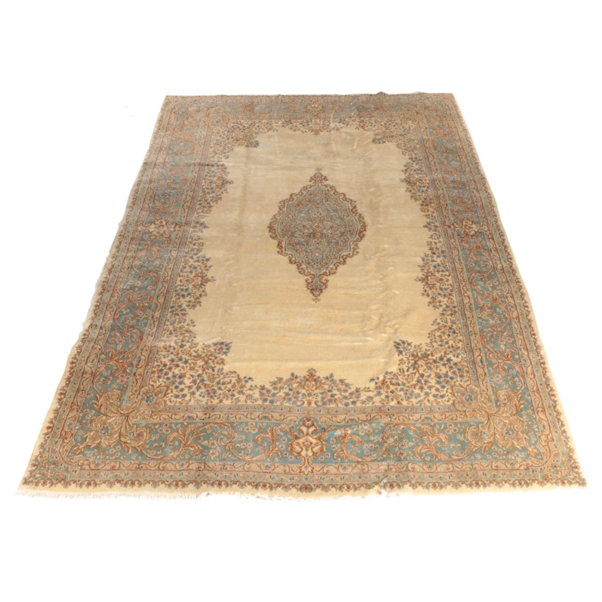 10'3 x 16'8 Hand-Knotted Persian Kerman Wool Room Sized Rug