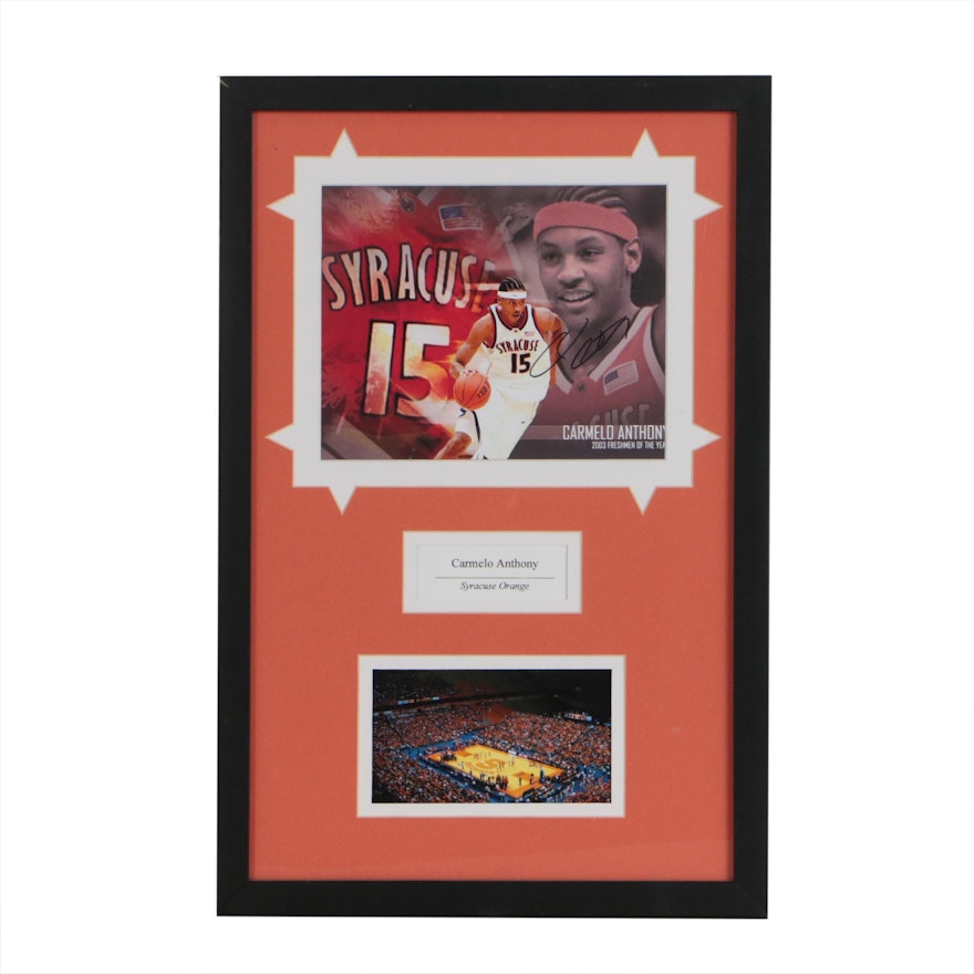 Carmelo Anthony Signed Syracuse University NCAA Framed Collegiate Display, COA