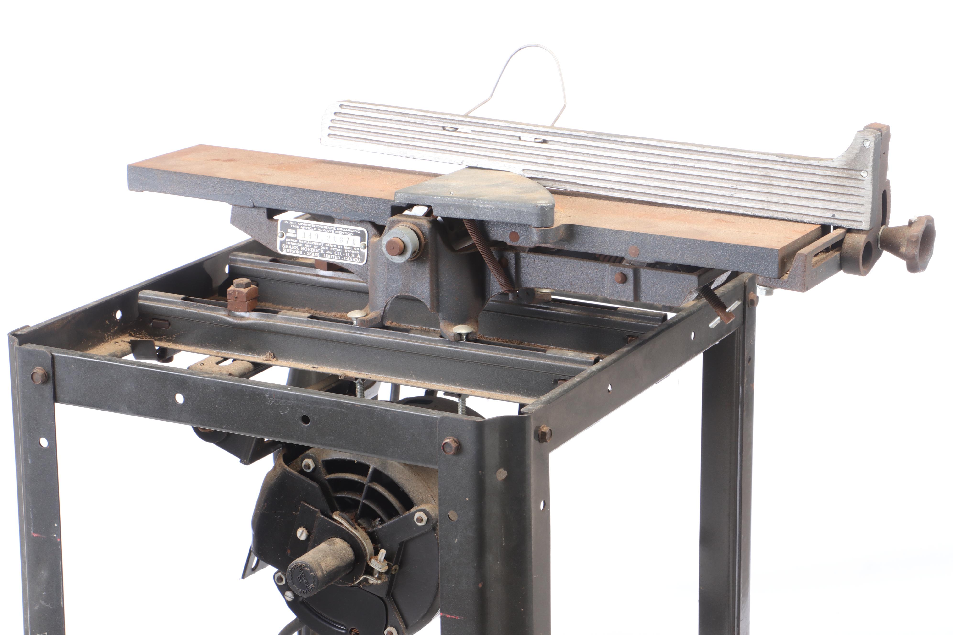 Sear Roebuck Electric Jointer Planer on Metal Stand, Mid to Late 20th Century