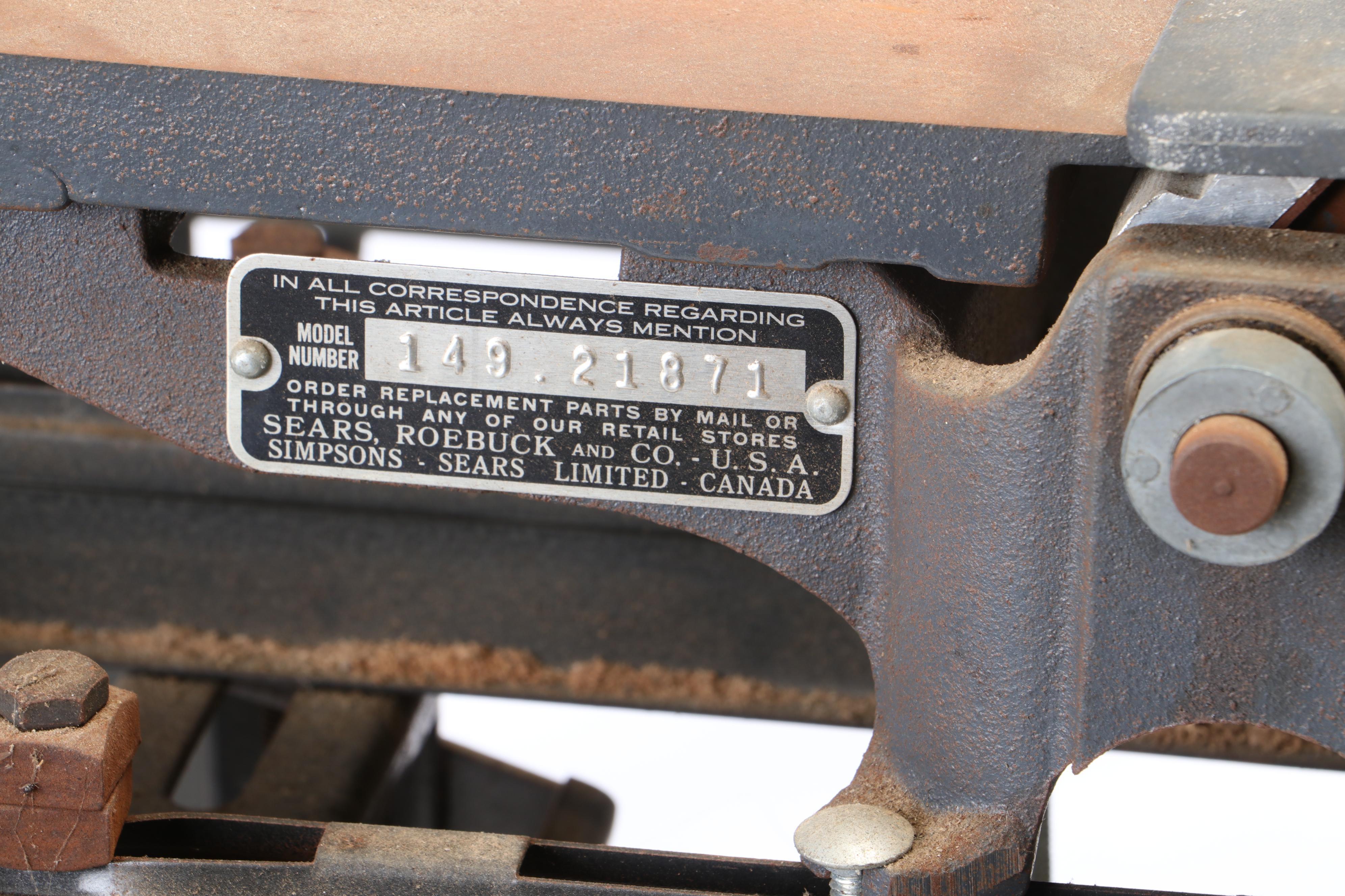 Sear Roebuck Electric Jointer Planer on Metal Stand, Mid to Late 20th Century