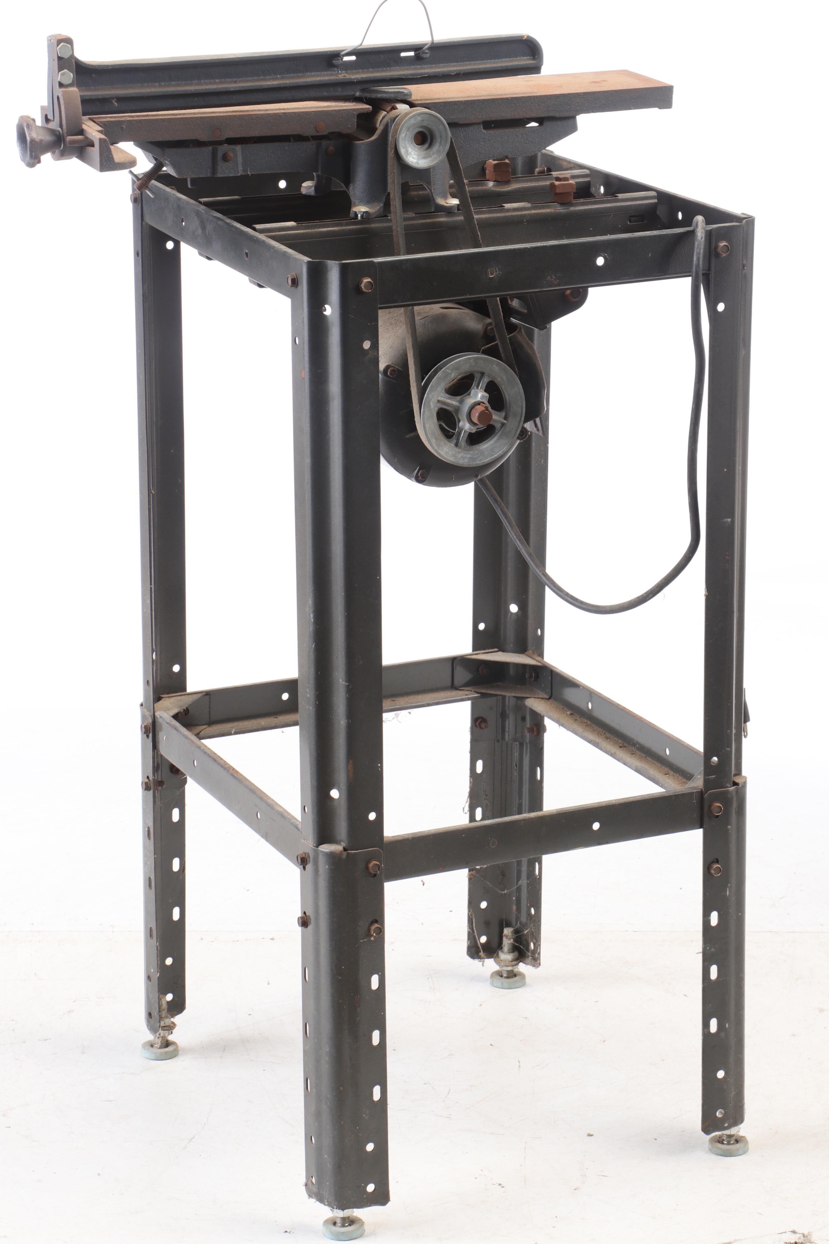 Sear Roebuck Electric Jointer Planer on Metal Stand, Mid to Late 20th Century