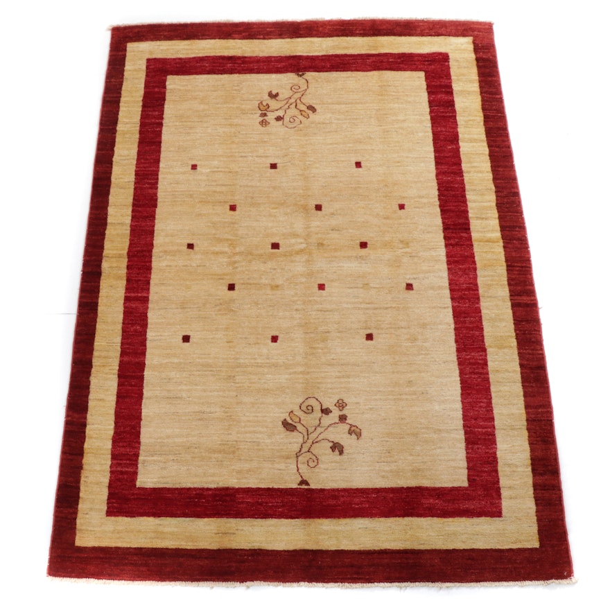 5'8 x 8'5 Hand-Knotted Pakistani Persian Gabbeh Rug, 2000s